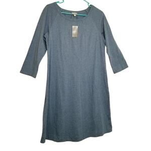 NWT's - J. Jill Heather Blue Dress 3/4 Sleeve Cotton Modal Round Neck Size MP